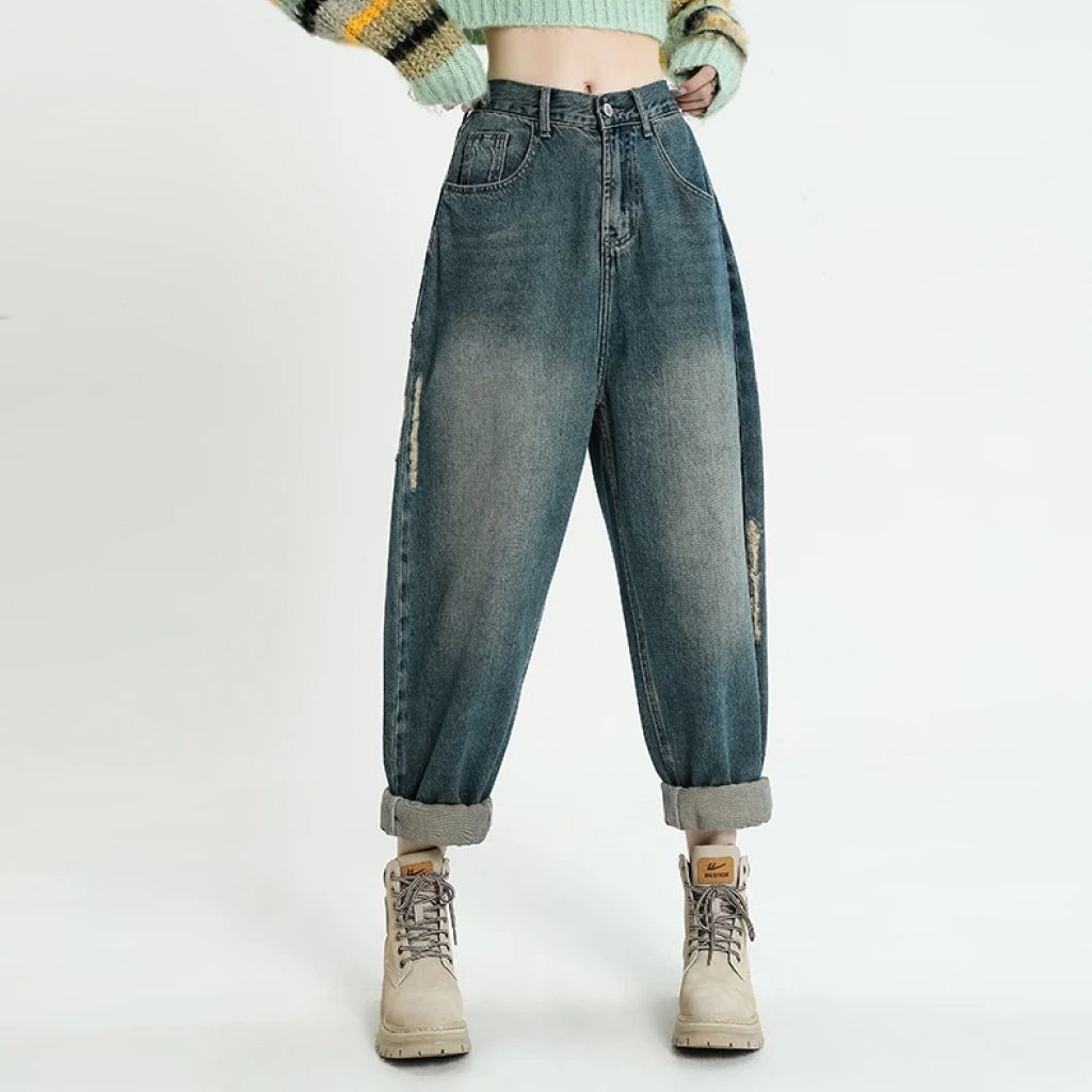 Vintage Loose Slim Ripped Women&