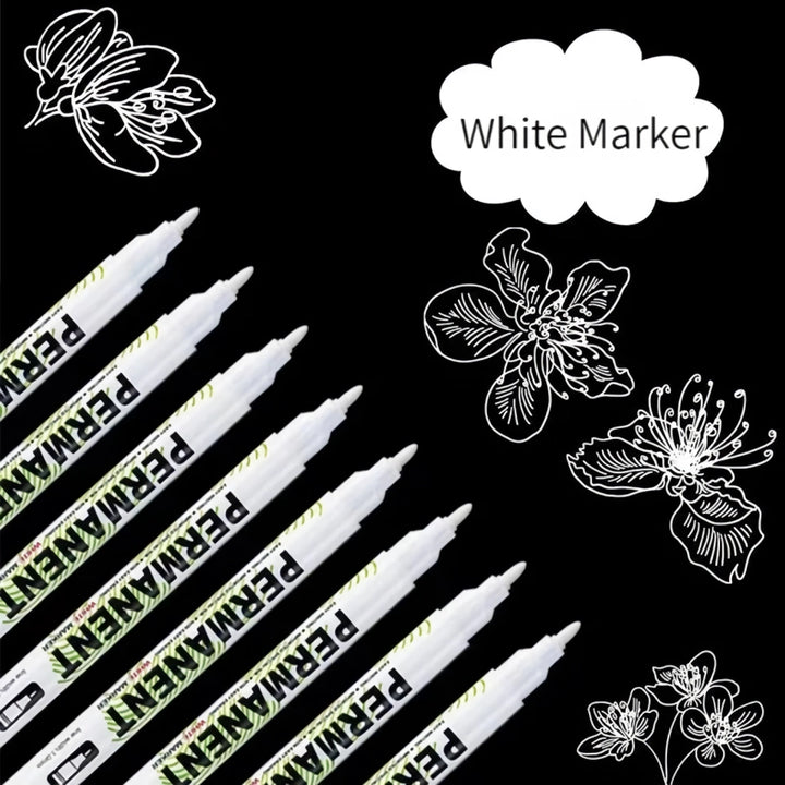 12 Pcs Waterproof Permanent Marker Pens - Perfect for Graffiti & Art Projects