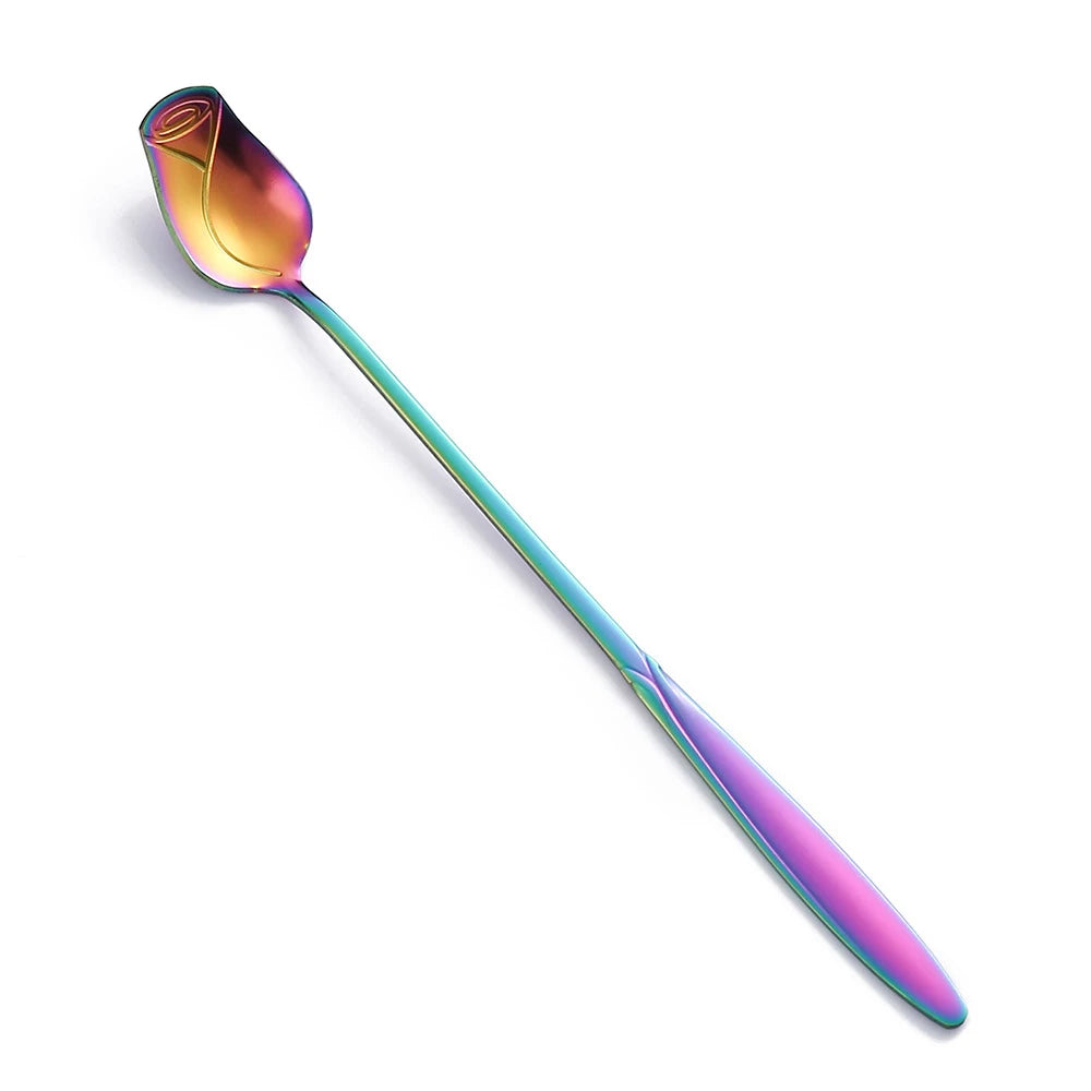 Stainless Steel Long-Handle Rose Spoon