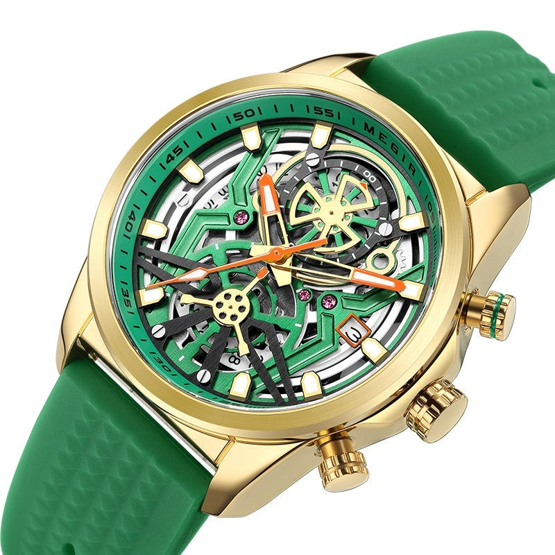 Men's Silicone Mechanical Style Decorative Quartz Watch