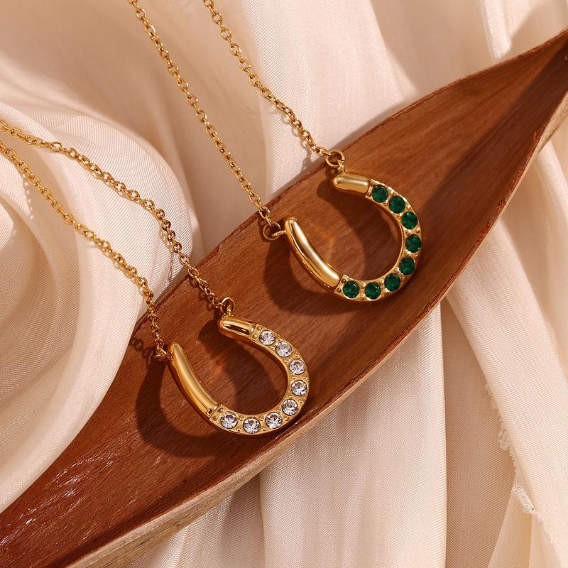 18K Gold-Plated Horseshoe Pendant Necklace