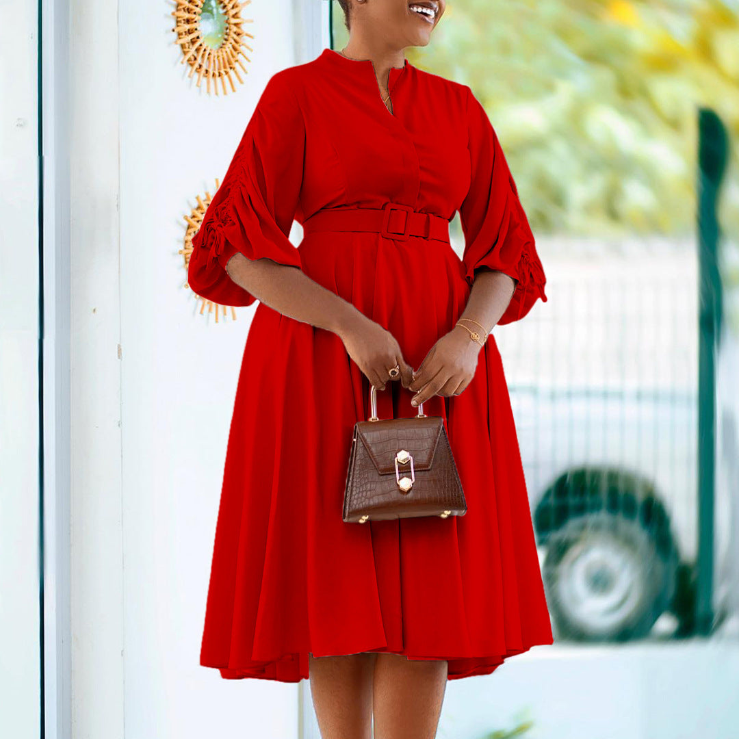 Temperament Plus Size Pleated Dress