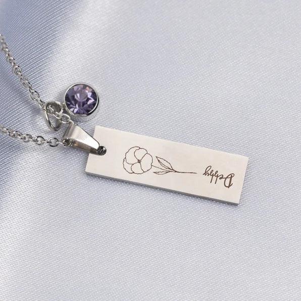 December Flower Birthday Stone Necklace Laser Birthday - Trendha