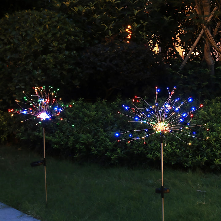 Solar Firework Lights - 2 Pack, Outdoor Waterproof, 200 LED, 8 Modes Starburst Sparkler Lights