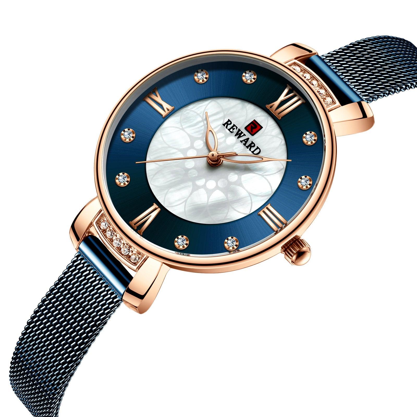 Delicate Shell Diamond Milanese Mesh Strap Ladies Watch - Trendha