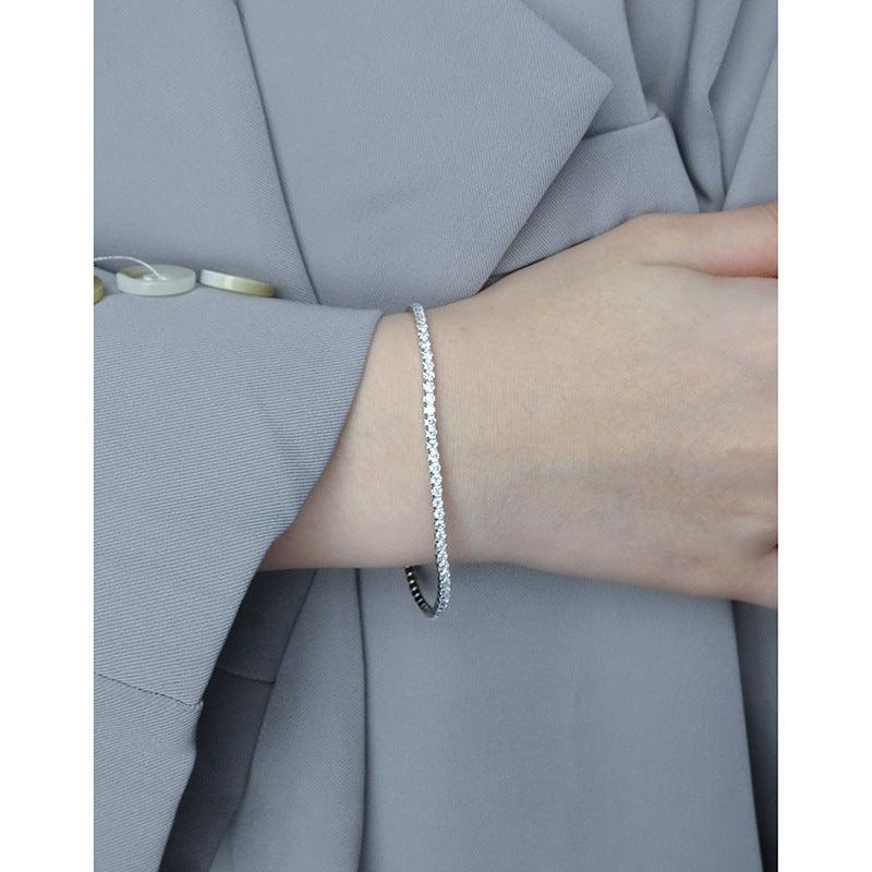 Design Sense Geometric Versatility Sparkling Ring Diamond Bracelet Sterling Silver - Trendha