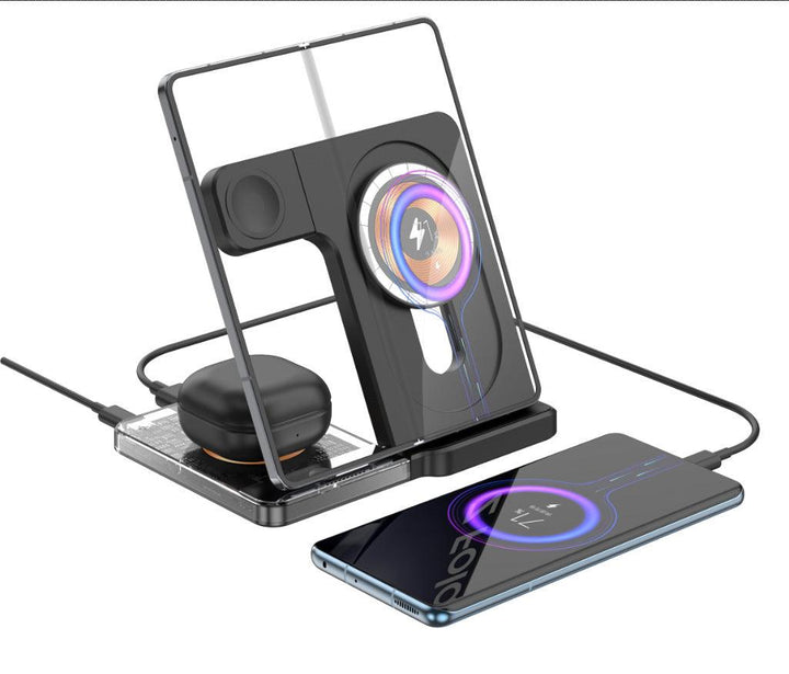Desktop Magnetic Three-in-one Wireless Charging Stand Foldable - Trendha
