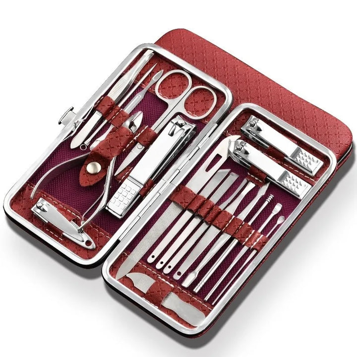 19-in-1 Stainless Steel Manicure Set: Professional Nail Care Kit