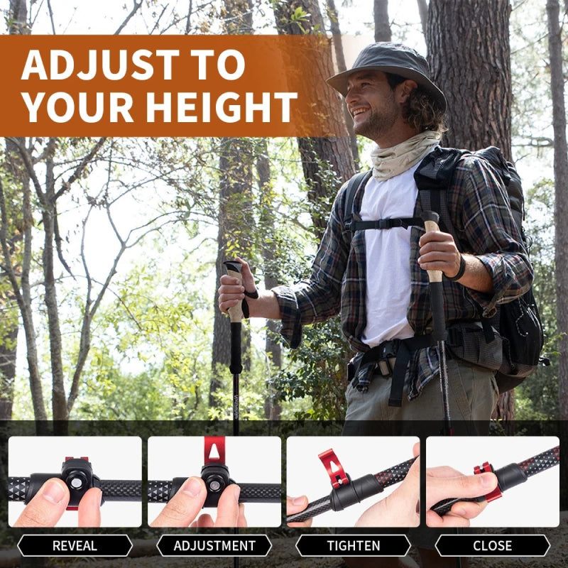 Lightweight Collapsible Carbon Fiber Trekking Poles