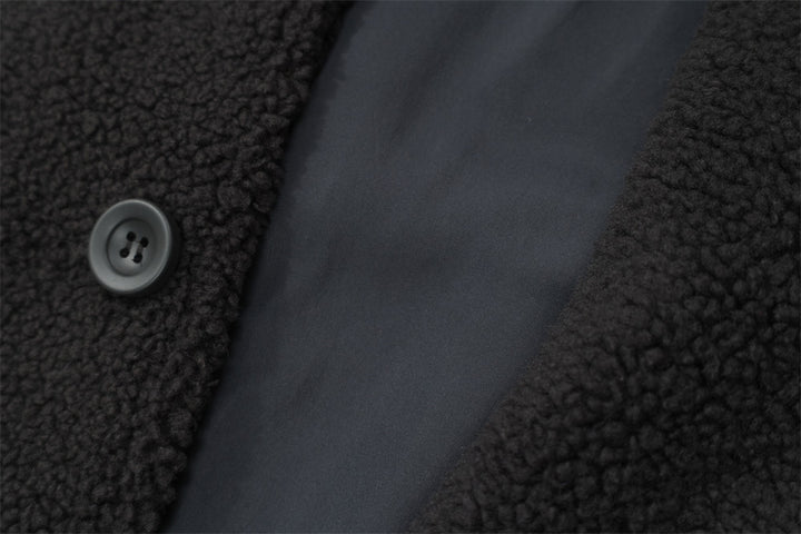 Color Contrast Patchwork Plaid Lamb Wool Coat For Men