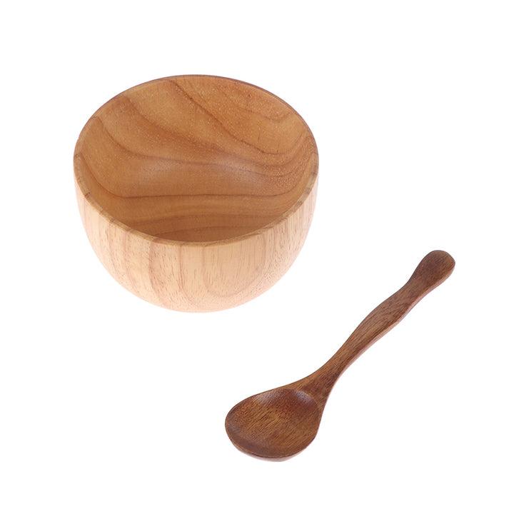 2Pcs Wooden Facial Mask Bowl and Spoon Set