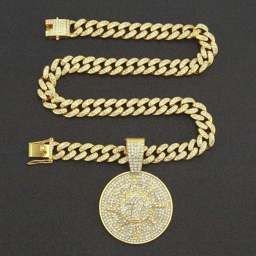 Diamond Digital Round Pendant Necklace - Trendha