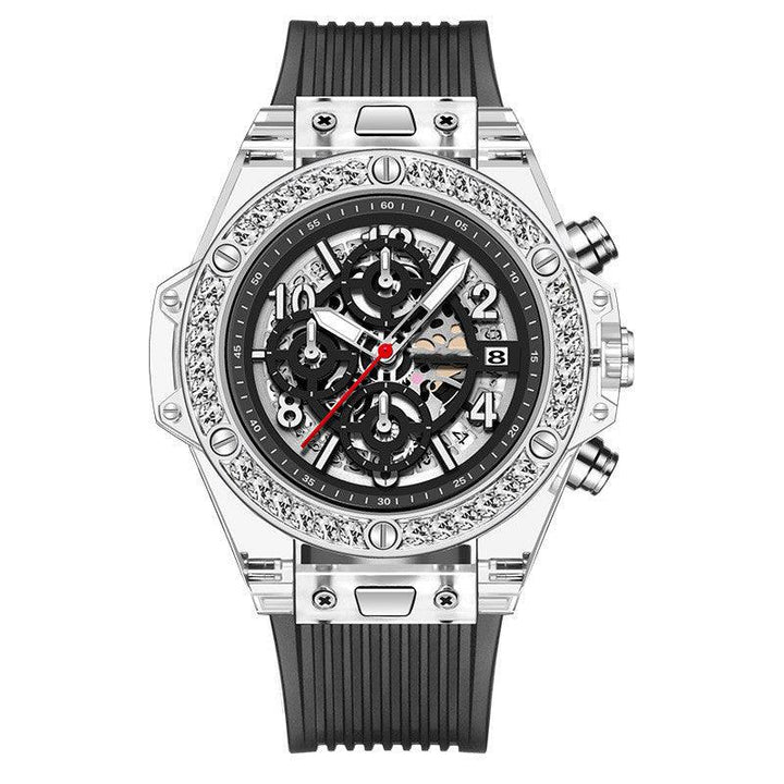 Diamond Inlaid Transparent Quartz Watch Waterproof - Trendha