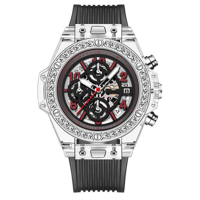 Diamond Inlaid Transparent Quartz Watch Waterproof - Trendha