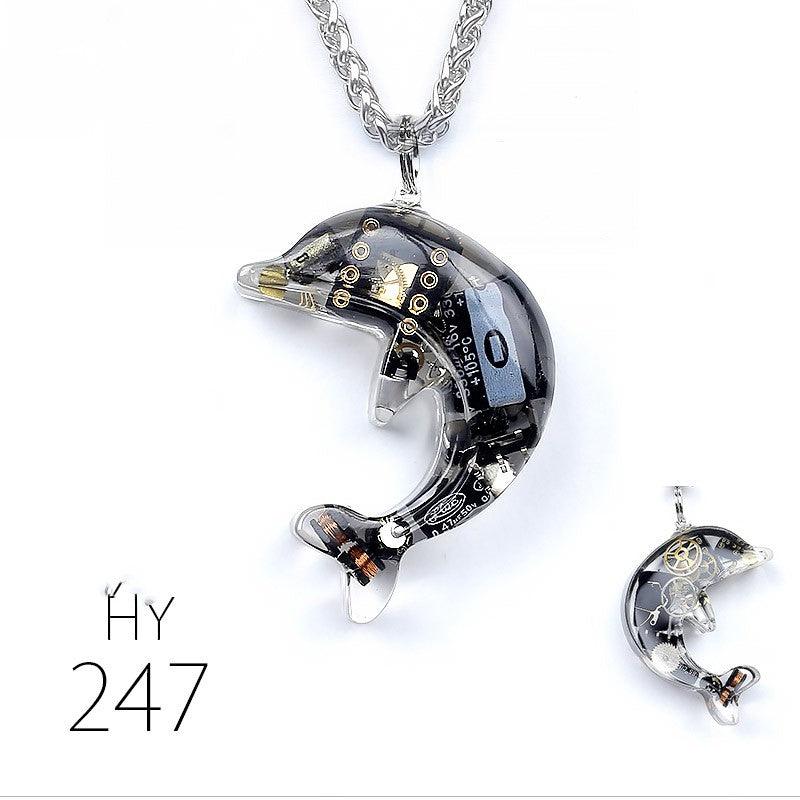 Dolphin Steampunk Electronic Pendant Necklace