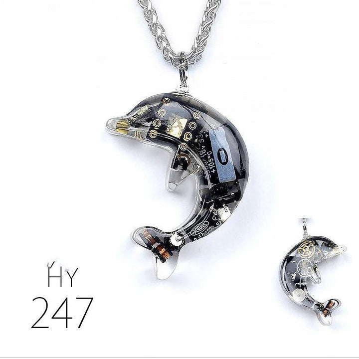 Dolphin Steampunk Electronic Pendant Necklace - Trendha