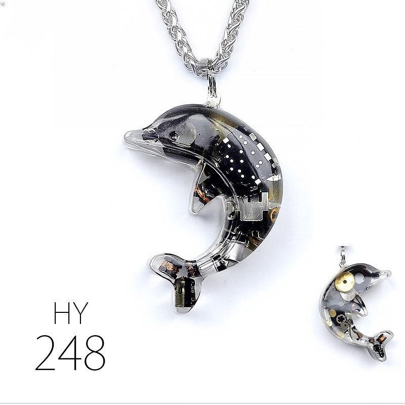 Dolphin Steampunk Electronic Pendant Necklace - Trendha