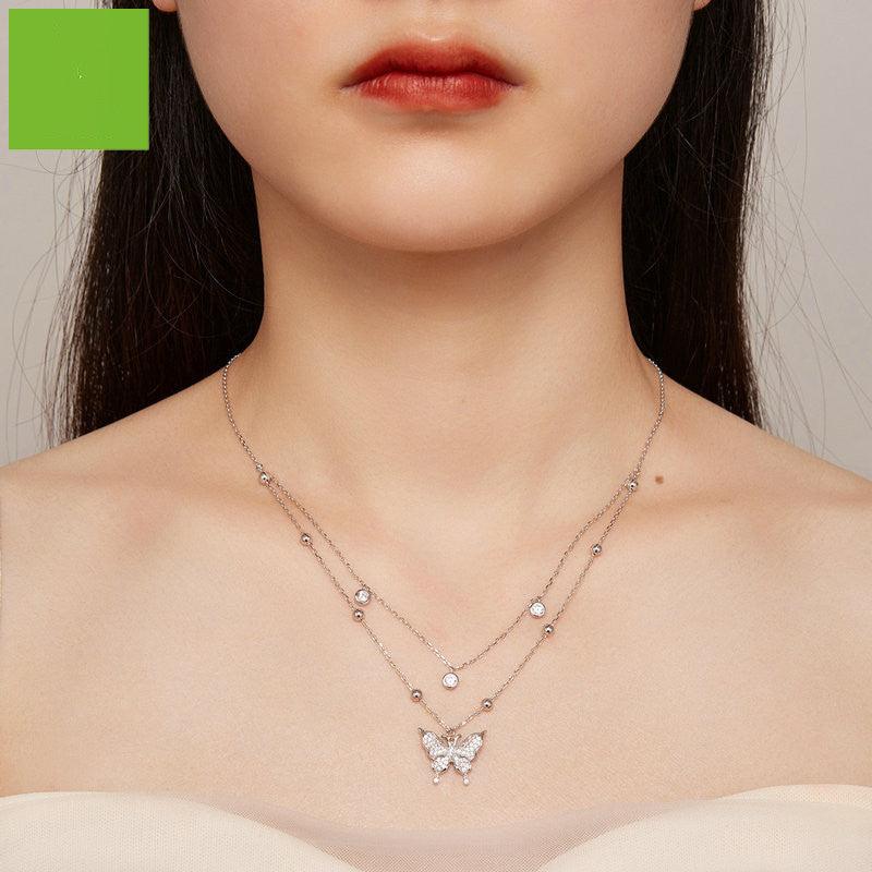 Double-layer Fringed Butterfly Necklace - Trendha