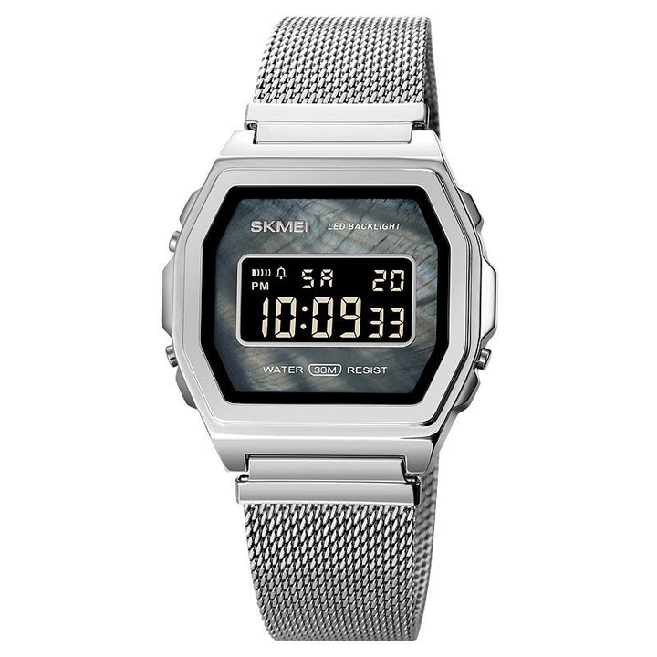 Fashion Cool Multi-function Trend Personality Student Waterproof Stainless Steel Electronic Watch