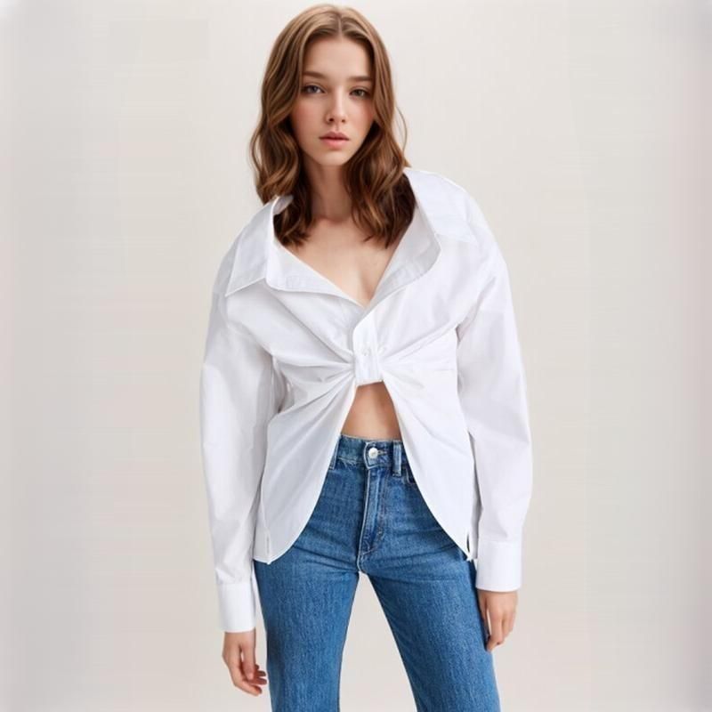 Chic Patchwork Folds Casual Loose Blouse