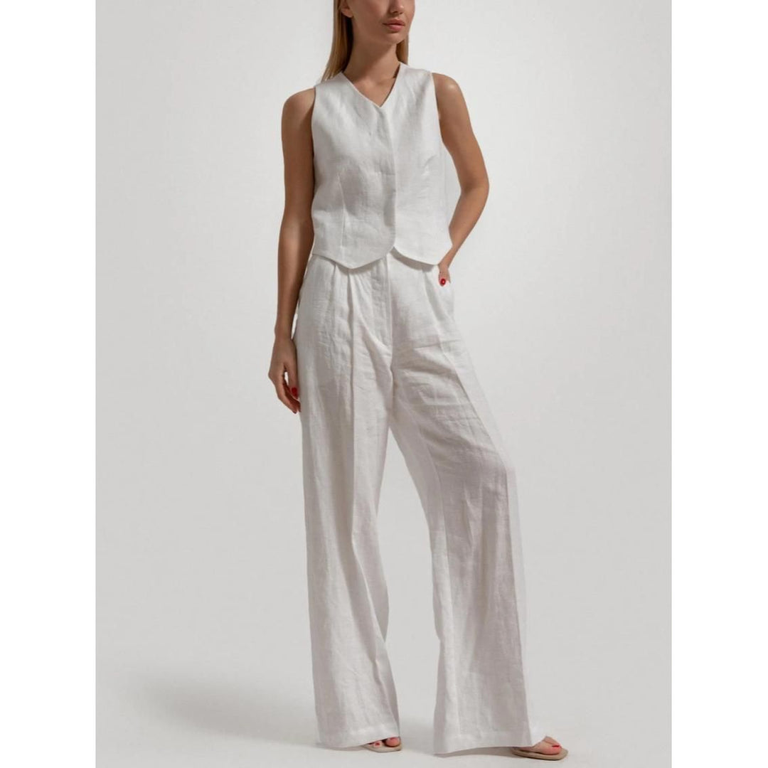 Chic Cotton Linen Summer Vest & Pants Set for Women