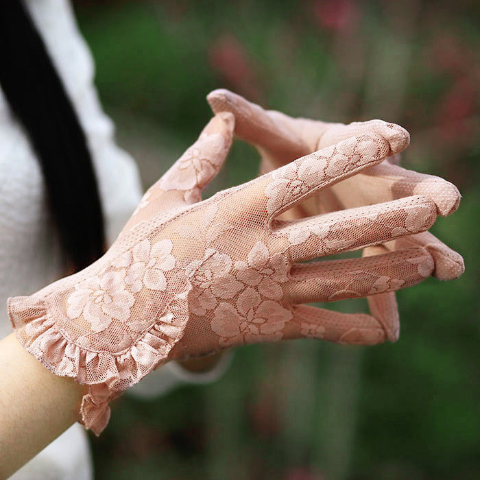 Lace Sunscreen Gloves Summer Thin Short High Elastic Sexy