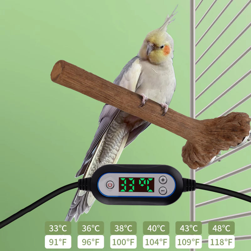 Heated Bird Perch Stand with Anti-Bite Tube