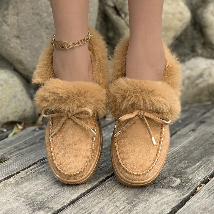 Winter Round Head Thick Bottom Velvet Warm Cotton Shoes Women