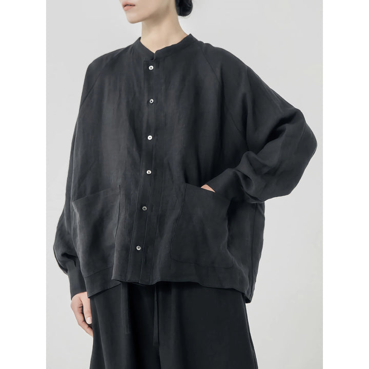 Retro Linen Oversized Long Sleeve Shirt