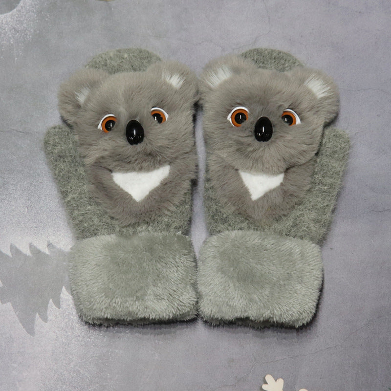 Winter Women's Plush Cartoon Animal Gloves