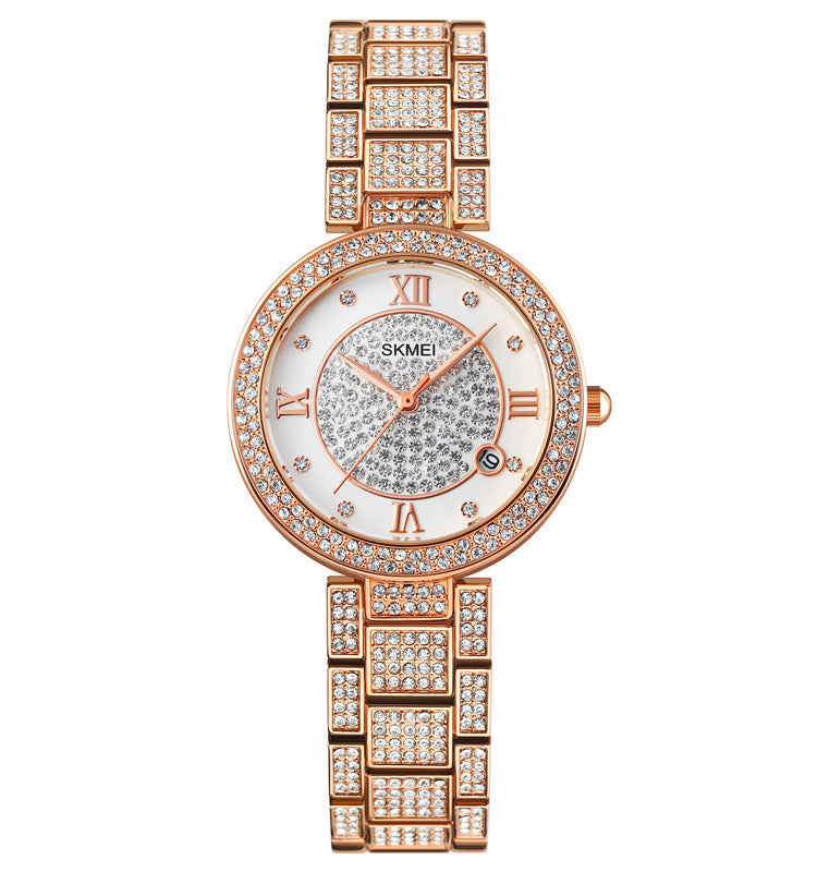 Gypsophila Diamond Watch Shiny Rose Gold Quartz Watch