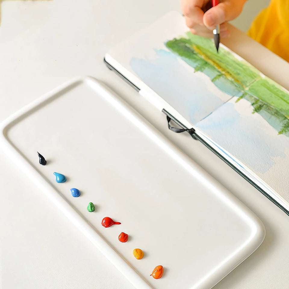 Ceramic Rectangular Color Palette for Watercolor &amp; Gouache Painting