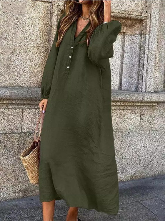 Artistic Style Retro Women's Cotton And Linen Swing Dress