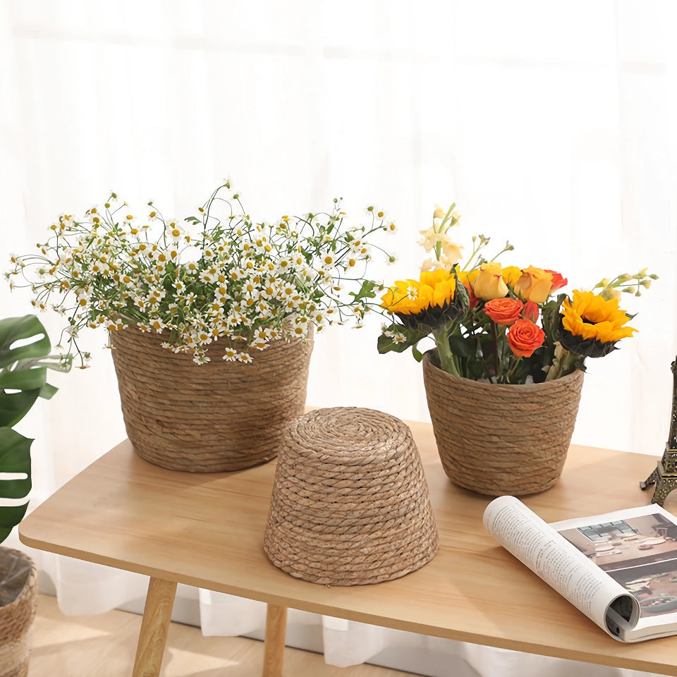 Straw Woven Plant Basket