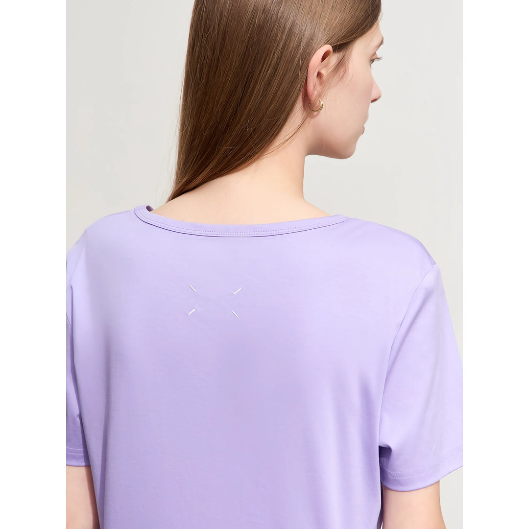 Minimalist O-Neck Embroidered T-Shirt for Women