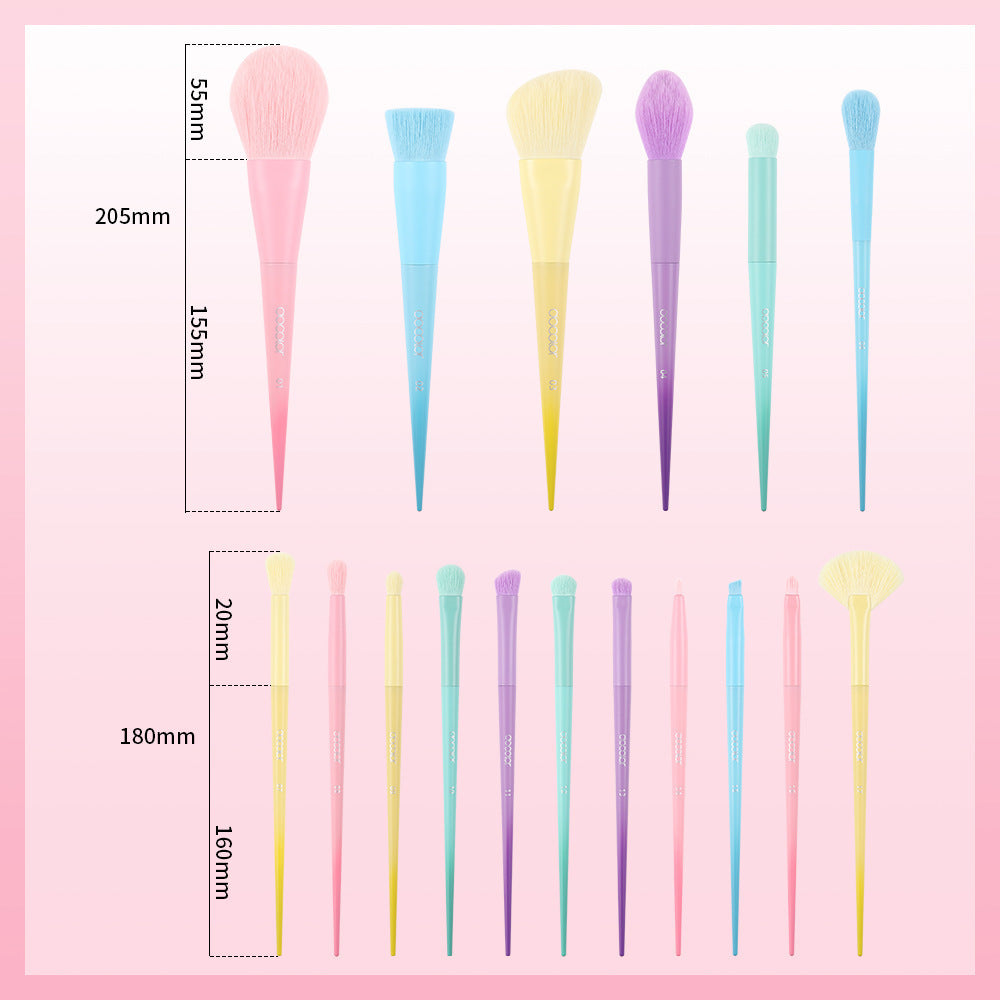 Makeup Brush Rainbow Color 17 PCs Macaron Color Series Full Set