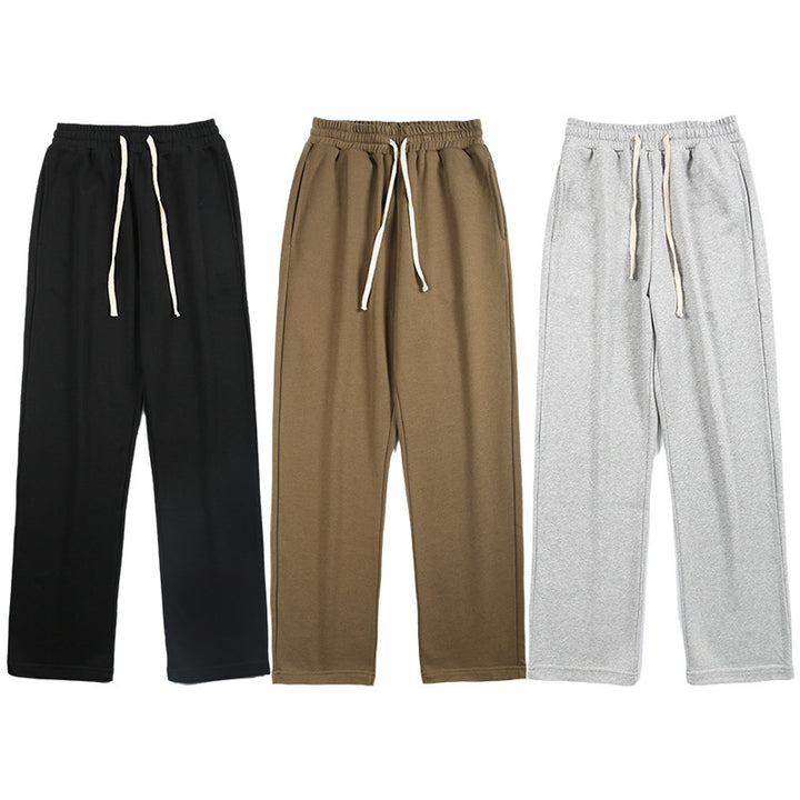 Fashion Brand Draping Effect Straight Gray Sweatpants Men