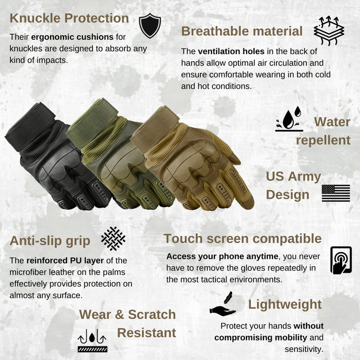 Touch Screen Tactical Full Finger Gloves