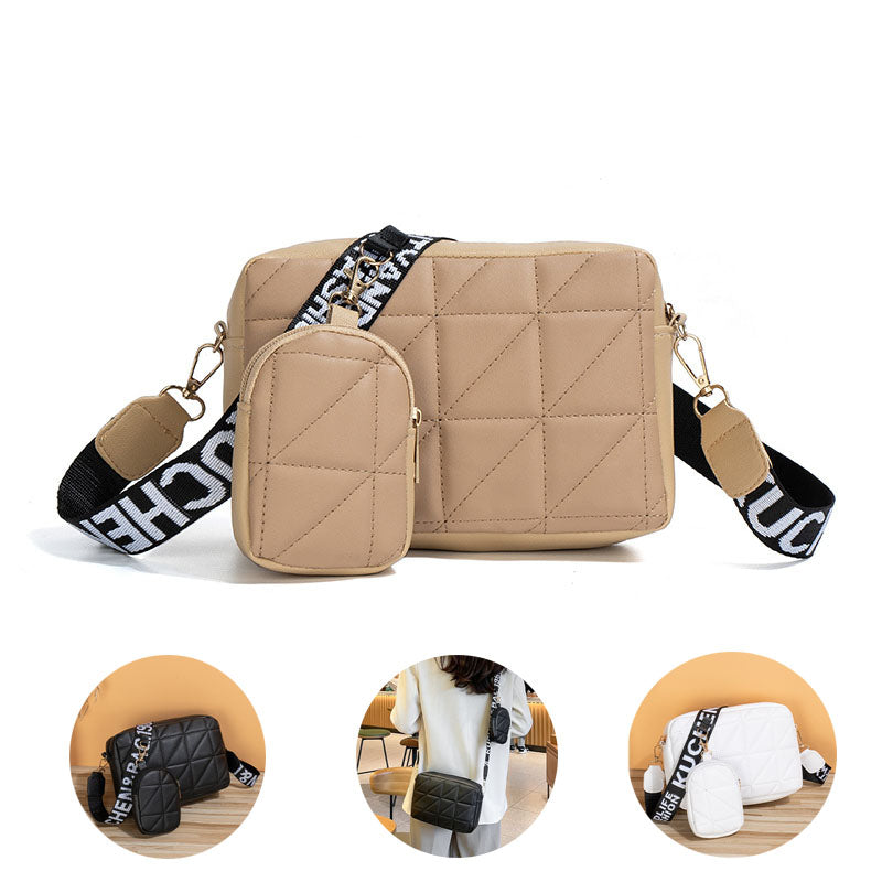 Quilted PU Shoulder Bag and Wallet Set
