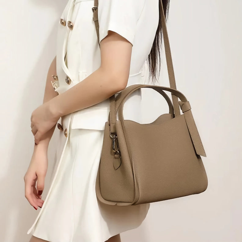 Luxurious Soft Leather Shoulder Bag for Women with Complimentary Scarf