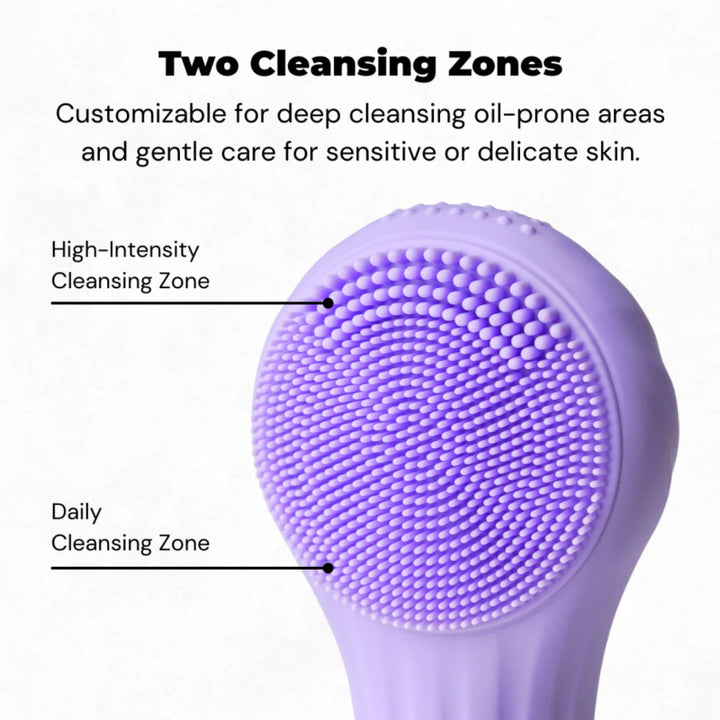 Electric Silicone Facial Cleansing Brush with Sonic Vibration & Heating Massage