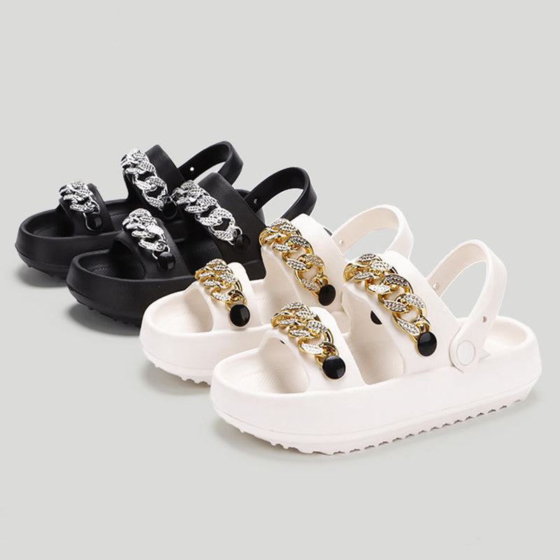 Chains Thick-soled Slippers For Women Indoor Floor House Shoes Summer Outdoor EVA Sandals Two-wearing Beach Shoes