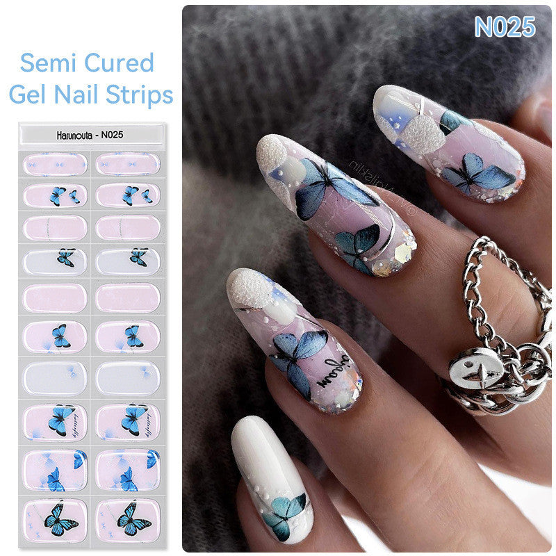 Japanese Style Nail Beauty Gel Stickers Semi-curing French Gel