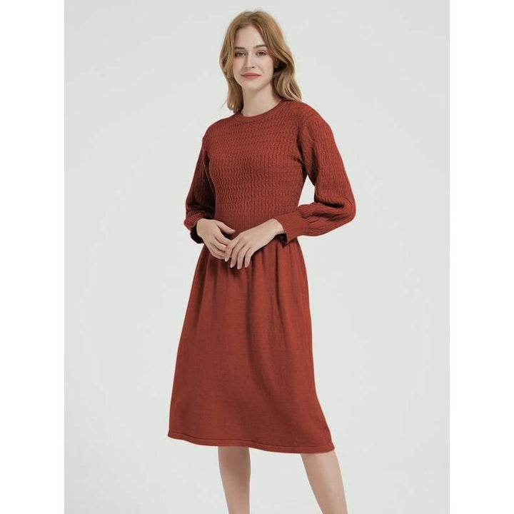 Elegant Long Sleeve Knitted Sweater Dress