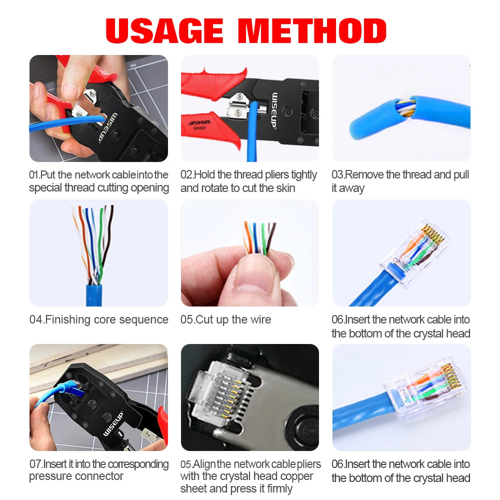 Professional Network Cable Stripping Crimping Pliers with RJ45 UTP LAN Cable Tester