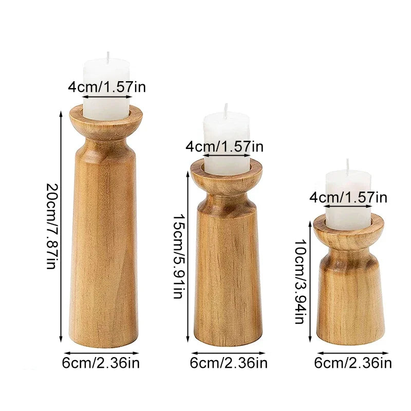 Rustic Wooden Candlestick Holder