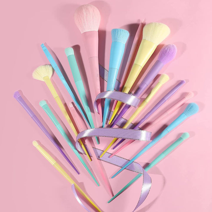 Makeup Brush Rainbow Color 17 PCs Macaron Color Series Full Set