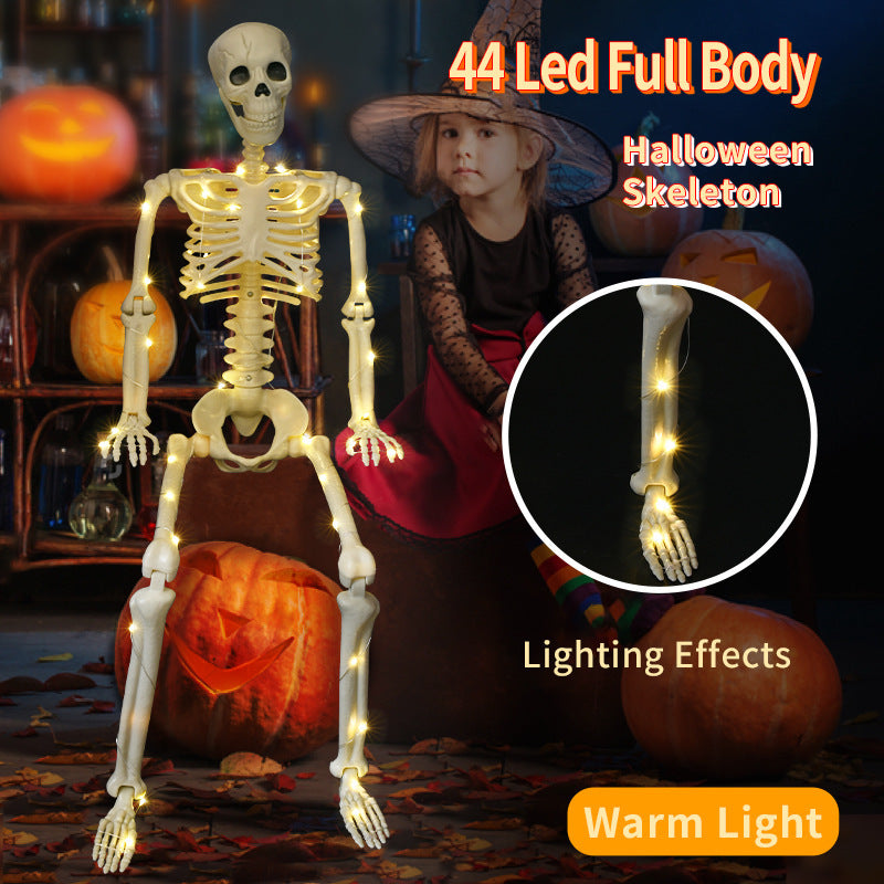 90cm Warm Light Stand-able Hanging Halloween Luminous Skeleton