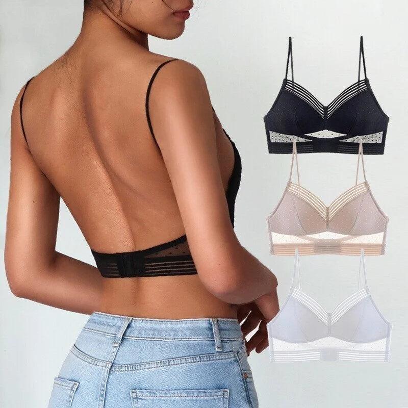 Backless Bra Invisible Bralette Thin Lace Wedding Bras Low Back Underwear Push Up Brassiere Women Seamless Lingerie Sexy BH Top - Trendha