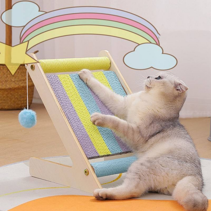 Rainbow Cat Climbing Frame with Scratch-resistant Post and Sofa Protector